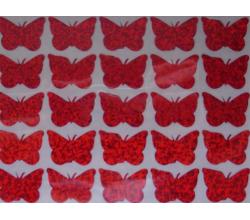 25 Buegelpailletten  Schmetterling holo rot